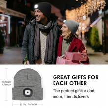 YunTuo 1pc Unisex Usb Rechargeable Led Knitted Hat With Front & Back Light, Three Adjustable Brightness Levels, Winter Warm Outdoor Sports Essential, Suitable For Daily Commuting, Walking Dog, Running, Fishing, Snow Shovel, Hiking, Cycling - Black - View 7