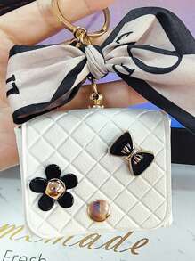 1個時尚菱形迷你手袋吊飾、鑰匙鎖掛件、包、耳機盒、掛飾包飾禮物,適用於青少年女孩、大學生、新手和白領工作者的飾品、禮品和裝飾品鑰匙鎖吊飾