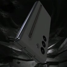 1入女孩專用粉色折疊式皮紋啞光金屬飛龍設計觸控筆＆硬殼＆筆槽＆防摔＆多重保護＆薄型＆商務風格掀蓋手機套，不吸指紋，適用於三星Galaxy Z Fold5 Fold4 Fold3 - 少女粉 - 查看 8