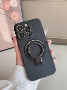 支架 1 件磨砂 Tpu 和金属环支架磁性手机壳兼容 、Redmi 和三星手机 - 黑色 - 查看 2