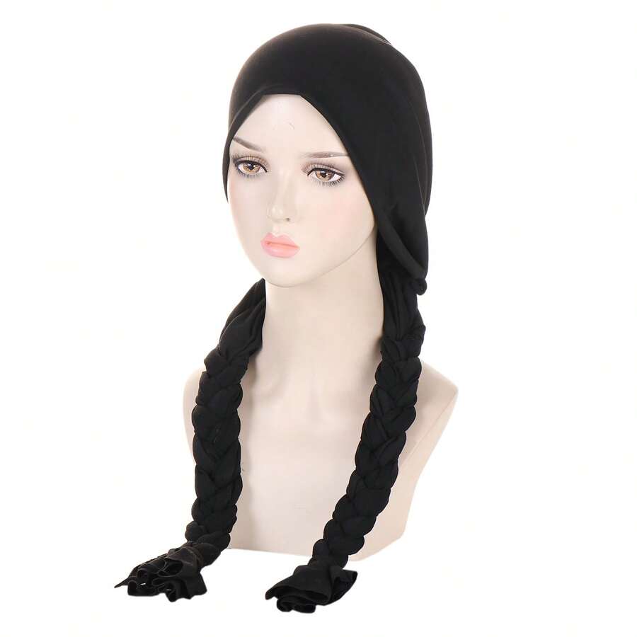 Ladies' Headband With Braids And Cap, Suitable For All Seasons - Olive Green - View 1