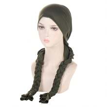 Ladies' Headband With Braids And Cap, Suitable For All Seasons - Olive Green - View 6