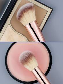 1pc Champagne-Colored Double-Ended High-Gloss Contouring Brush With Powder, Blush & Highlighter Function For Makeup, Portable Gift - Champagne - View 3