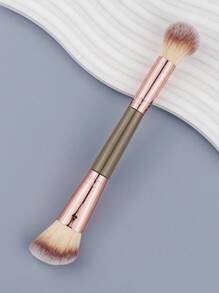 1pc Champagne-Colored Double-Ended High-Gloss Contouring Brush With Powder, Blush & Highlighter Function For Makeup, Portable Gift - Champagne - View 2