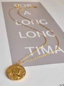 1入不鏽鋼金色黃道十二宮星座吊墜項鍊,適合女性 - 金黃色 - 查看 4