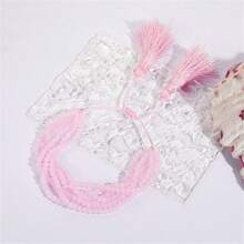 1 Miếng Sang trọng Boho Nhiều lớp Vòng tay cườm Với Chi tiết Fringe Đối với phụ nữ , Có thể điều chỉnh - Hồng - Xem 2