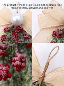 1PC 45CM(H) Simulation pine needle red fruit round ball bow Teardrop hanging Home Hotel Shopping mall Christmas party decoration - Red - View 4