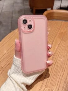 貓眼設計粉色iPhone 15 Pro Max/12簡約保護殼，透明帶凸起邊緣和鏡頭保護，柔軟矽膠外殼