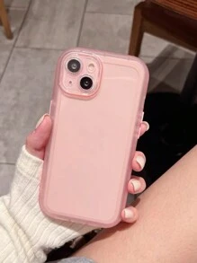 貓眼設計粉色iPhone 15 Pro Max/12簡約保護殼，透明帶凸起邊緣和鏡頭保護，柔軟矽膠外殼