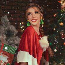 1 đôi Acrylic Cây thông noel Hình dạng Dangle Hoa tai - màu xanh lá - Xem 3