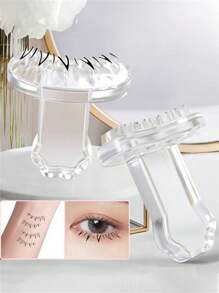 2 Miếng ( Bên trái Và Đúng ) Có thể tái sử dụng Silicone Thấp hơn Lông mi Con tem Niêm phong DIY Ảo thuật Creative Mỹ phẩm Hoà Công cụ Sai Thấp hơn Lông mi Phấn mắt Con tem - Trong sáng - Xem 6