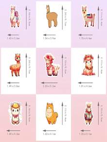 50pcs/Pack Cartoon Llama Cute Animal Pvc Sticker. Suitable For Children's Luggage, Skateboards, Water Bottles, Computers - Healing Sticker - Multicolor - View 7