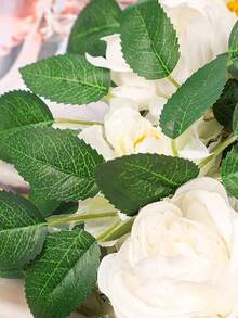 100入組玫瑰樹葉人造綠色植物假玫瑰花樹葉適用於DIY聖誕節婚禮中心裝飾品派對裝飾玫瑰藤蔓花環花環用品 - 綠色 - 查看 5