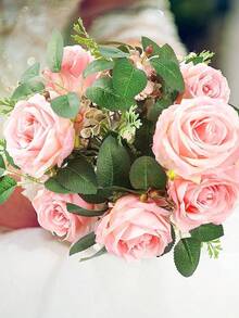 100入組玫瑰樹葉人造綠色植物假玫瑰花樹葉適用於DIY聖誕節婚禮中心裝飾品派對裝飾玫瑰藤蔓花環花環用品 - 綠色 - 查看 3