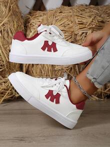 Zapatillas Deportivas Sencillas Para Mujer Con Bloque De Color Y Cordones - Beis - Ver 5