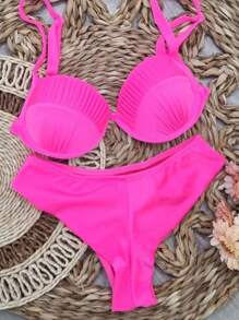 Women Bikini Sets - 玫紅色 - 查看 1