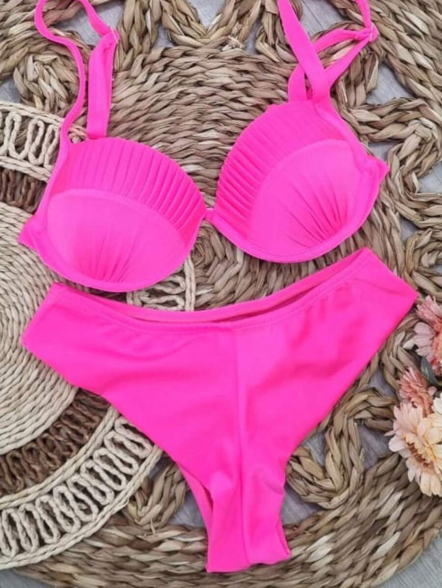 Women Bikini Sets - 玫紅色 - 查看 1