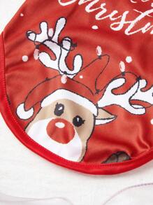 PETSIN 1pc Pet Christmas Reindeer Suit Style Festive Dress Snowflake Print Pet Vest