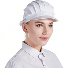 1頂白色廚師帽,男女廚師廚房防塵食品工廠工作帽 - 白色 - 查看 6