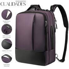 Shendy Vendy Mochila De Gran Capacidad Impermeable Escolar Con Carga Usb, bolso para estudiantes hombres y mujeres resistente al desgaste para viaje diario - Morado Violeta - Ver 2