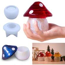 Diy Epoxy Mushroom Shaped Crystal Glue Resin Storage Box, Decorative Jewelry Container With Mirror & Silicone Mold - White - View 1