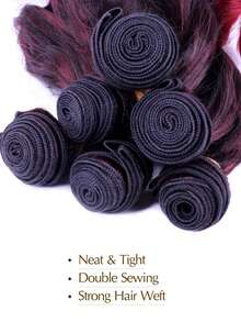 6 Piezas/set Rizos De Cabello De Fibra Sintética, Color Rojo Vino, 14 Pulgadas / 18 Pulgadas - Burdeos - Ver 2