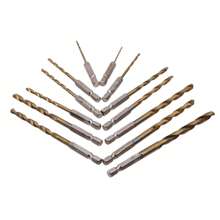 13入組鈦鍍覆高速鋼鑽頭組,1/4"六角桿鑽頭工具,1.5-6.5毫米 - 金色 - 查看 8