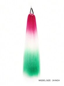 女士假日派對24英寸閃亮編織金屬線混色合成假髮頭髮配件24英寸100克