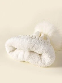 1 Miếng Của phụ nữ Love Chi tiết trái tim Dệt kim Mũ len Với Lót , Thích hợp Đối với Mùa thu & Mùa Đông Ấm áp - trắng - Xem 3