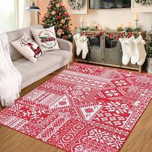 Christmas Rugs for Living Room Christmas Room Decor Red Rug Washable Rugs Non Slip Carpet Bohemian Rug Floor Mat Low Pile Rugs for Bedroom Nursery Classroom Rugs - Red - View 3