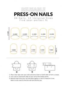 使用24入短方形假法式粉色指甲,打造迷人自己,簡潔優雅的女士指甲藝術套裝,可與壓克力指甲使用 - 彩色 - 查看 3
