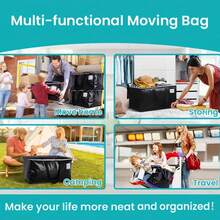 1入組黑色超大容量搬家袋，可折疊移動袋棉被衣物儲物大容量收納手提袋拉鍊可開合的可折疊搬家用品，用於包裝和移動儲物學校組織袋教師儲物袋 - 黑色 - 查看 4