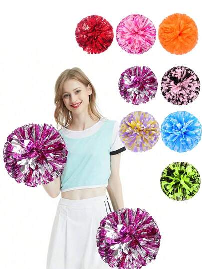 1 件银粉色啦啦队手花适用于舞蹈运动会派对啦啦队握手花，啦啦队用品啦啦队