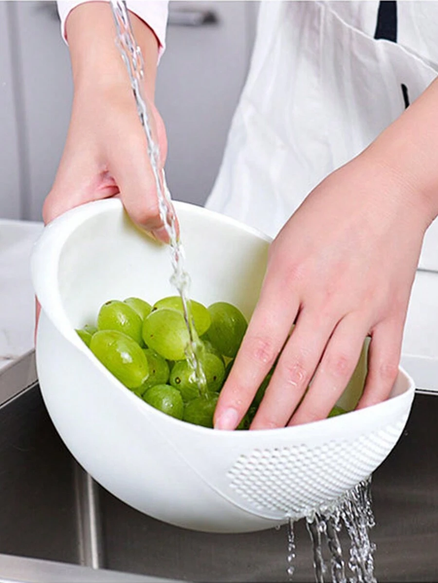 Kitchen Vegetable Basket Fruit Plate For Washing Vegetables And Rice - White - View 1