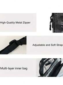 Fashionable Solid Mixed Color Large Capacity Chest Bag For Men Halloween Christmas Winter Christmas Gifts Fanny Pack Bum Bag Sling Bag For Men - Clear - View 3