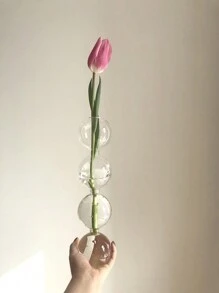 WHICHLIFE 1pc Ins Style Bubble Glass Vase For Flower Arrangement, Coffee Shop And Home Decor - Clear - View 7