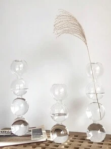 WHICHLIFE 1pc Ins Style Bubble Glass Vase For Flower Arrangement, Coffee Shop And Home Decor - Clear - View 3