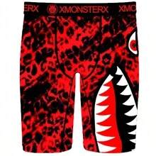 New Arrival Red Leopard Print Men's Athletic Boxer Briefs - Red - View 1
