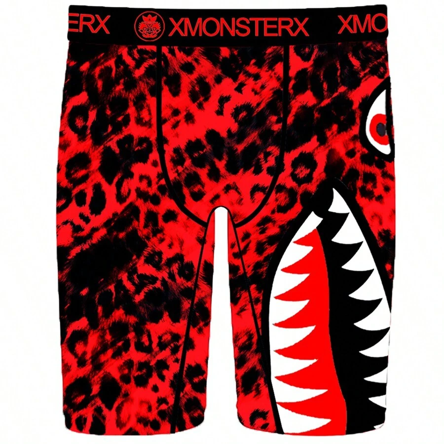 New Arrival Red Leopard Print Men's Athletic Boxer Briefs - Red - View 1