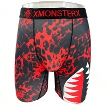 New Arrival Red Leopard Print Men's Athletic Boxer Briefs - Red - View 2