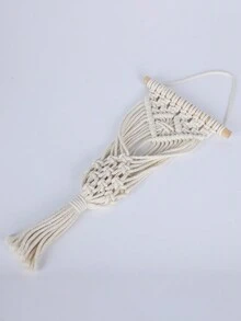 1入手工編織波西米亞風格綁帶夢網,配流蘇裝飾 - 米色 - 查看 5