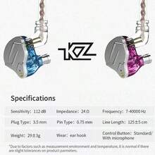 Audífonos Kz Zsn Pro In-ear Reducción De Ruido Con Mic Violeta - Morado - Ver 6