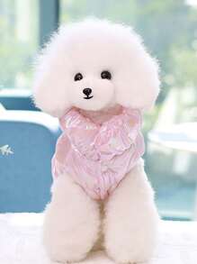 Pet Vest Princess Style Thickened Down Coat For Dogs And Cats In Autumn And Winter - White - View 3