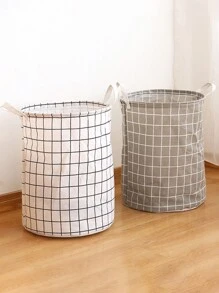 1只18英寸亞麻污衣籃,可折疊圓形防水組織桶,適用於裝衣物、兒童玩具等物品,具有大容量存儲功能,帶手柄 - Grey - 查看 7