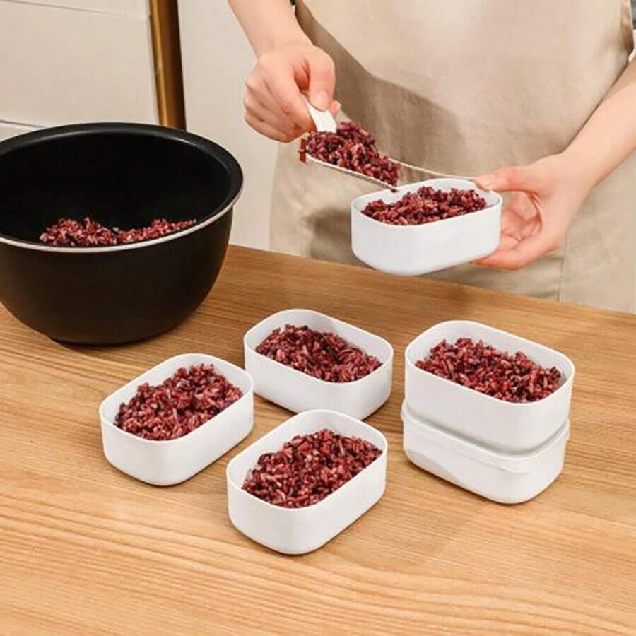 Caja De Congelador De Porcionamiento De Arroz Integral Para Almacenamiento De Comidas Para Bajar De Peso Y Recolección De Granos En El Refrigerador - Blanco - Ver 1