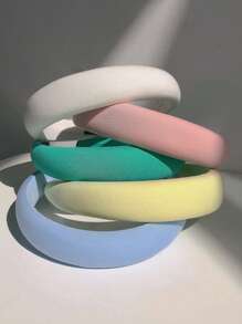 5pcs Women's Candy Colored Thick Minimalist Style Hairband, Suitable For Daily Wear, Face Washing, Makeup And Matching Clothes In Autumn And Winter - Multicolor - View 2