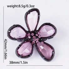 1入韓國風格復古時尚粉色水晶五瓣花胸針,植物花卉別針女性衣領徽章,時尚經典復古風格,節日驚喜禮物