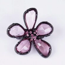 1入韓國風格復古時尚粉色水晶五瓣花胸針,植物花卉別針女性衣領徽章,時尚經典復古風格,節日驚喜禮物