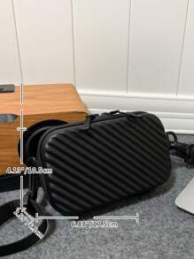 1 件黑色压印防水拉链 PU 皮包，时尚，适合日常使用、旅行、约会、男士礼物斜挎包单肩包侧包方形包节日旅行必需品通勤商务休闲户外商务男士夏季男士礼物大学包父亲节礼物新生书籍返校多功能宿舍大学男士单肩包男士包斜挎包侧包学生学校用品秋季信使包男士包圆筒包老钱万圣节圣诞礼物男士尖叫男士包男士包冬季 - 黑色 - 查看 12