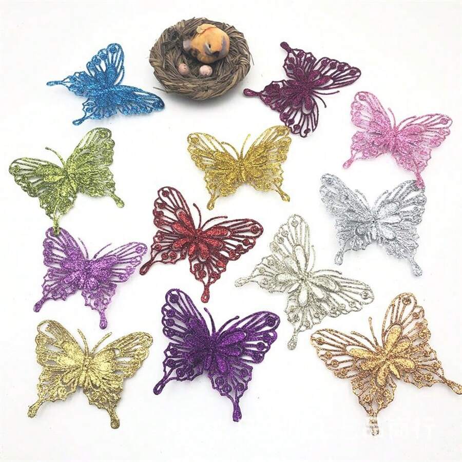 1pc Trang trí cây thông Noel Bướm trang trí Mặt dây chuyền treo nhỏ Quà tặng tốt nhất - Hồng - Xem 1